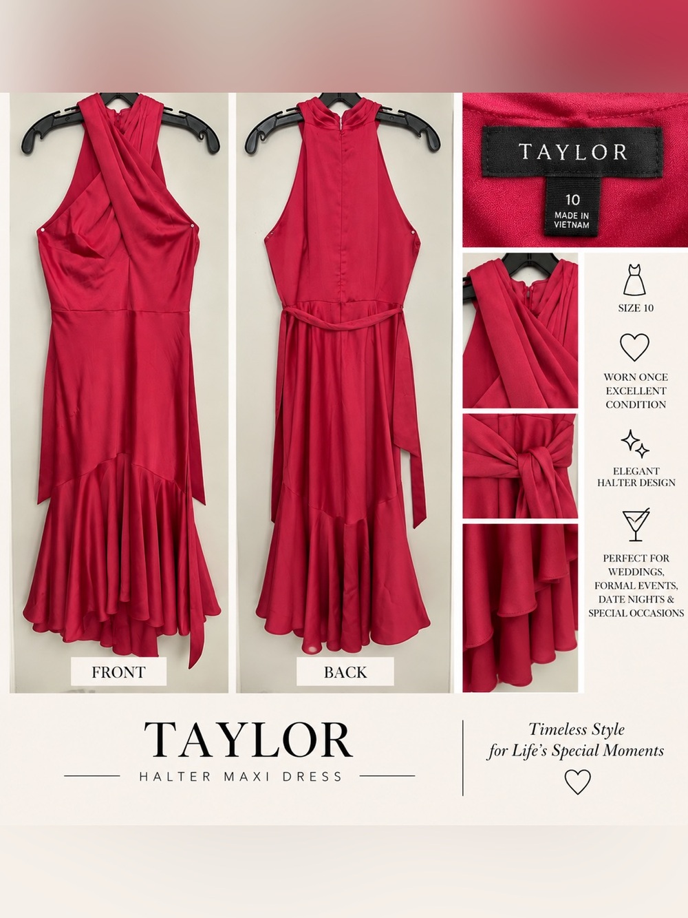 Taylor Halter Maxi Dress in Vibrant Pink